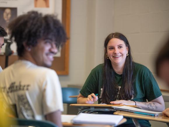 Students in a criminal justice class working in a group.
