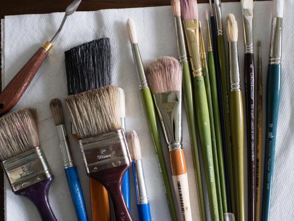Collection of paint brushes from the Art Department.