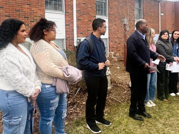 Students, faculty, staff, and volunteers on campus for the Innovation Garden Party.