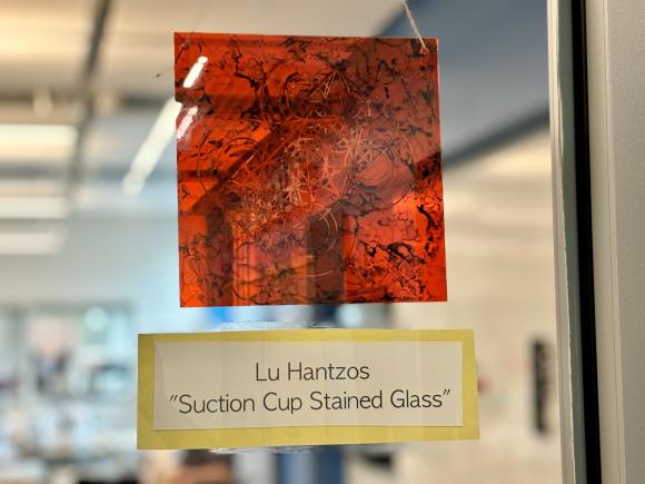 Suction cup stained glass created in a math explorations class.