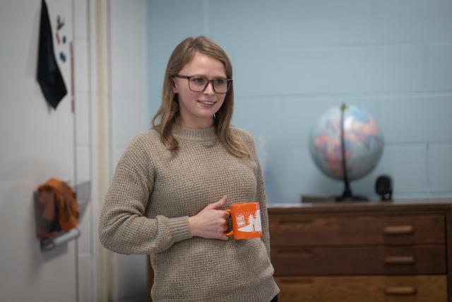 Sustainability & Energy Coordinator speaks to students and faculty. 