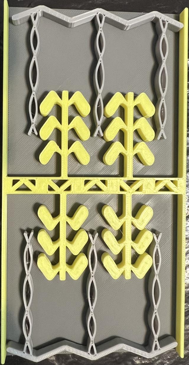 actin and myosin 3D printed model, white and yellow