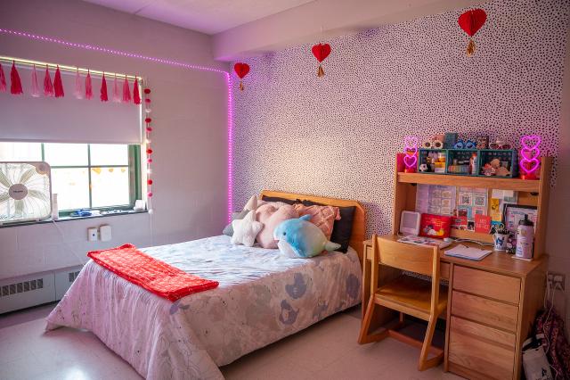 Interior of a Courtney Hall dorm room.