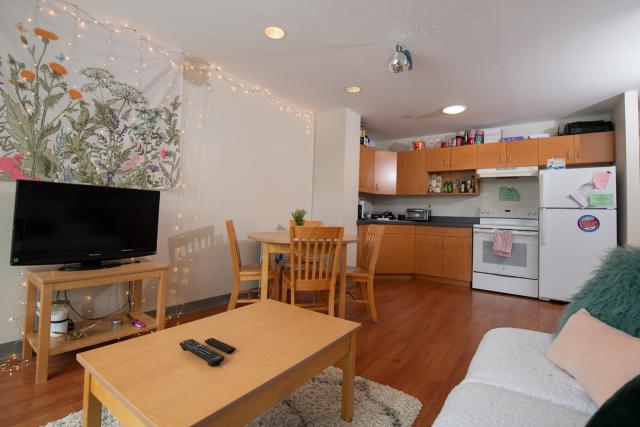 Interior of a New Hall apartment showing the kitchen area.